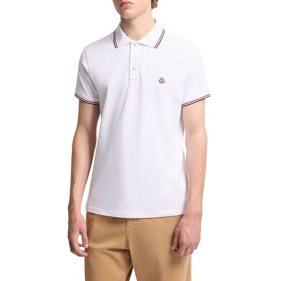 Moncler Men Cotton Piquet Polo Shirt With Tricolor Trim